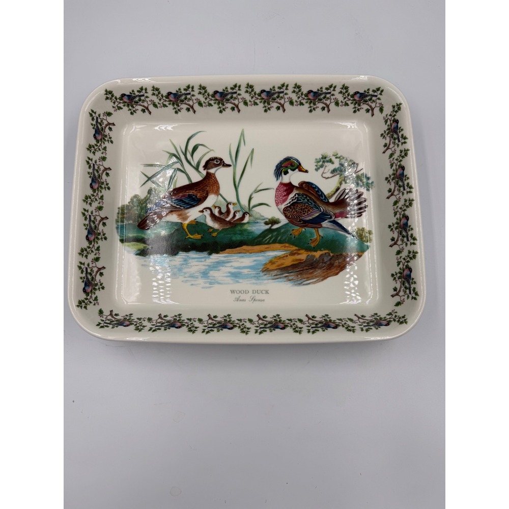 VTG Portmeirion Birds of Britain Wood Duck Lg Baking Dish Made in England 1978